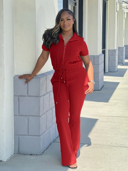 Short Sleeve Track Set-Red