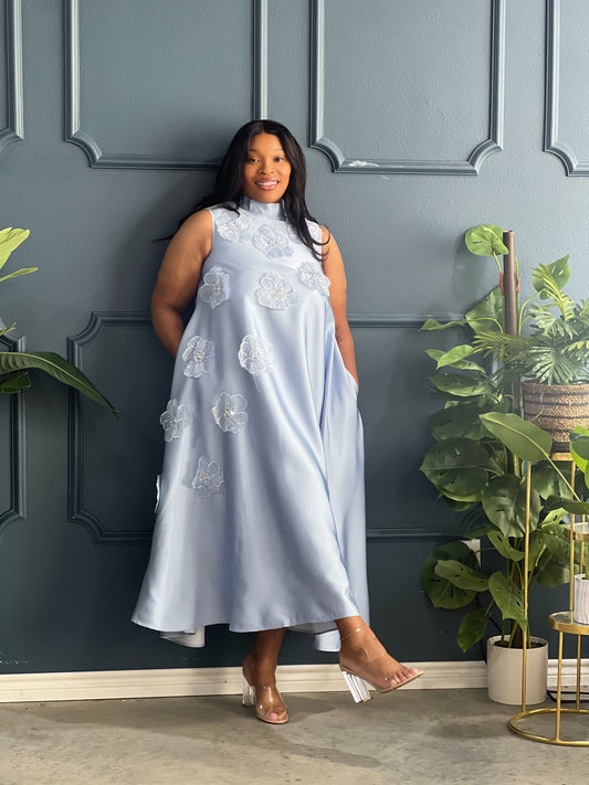 Luxe Collection-Baby Blue Queen Dress Reg/Plus