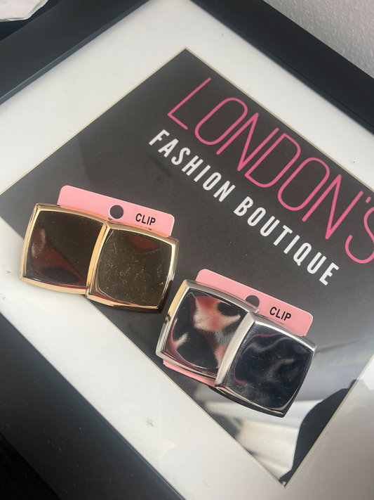 Square Clip Earrings (2 colors-Also available in pierced)