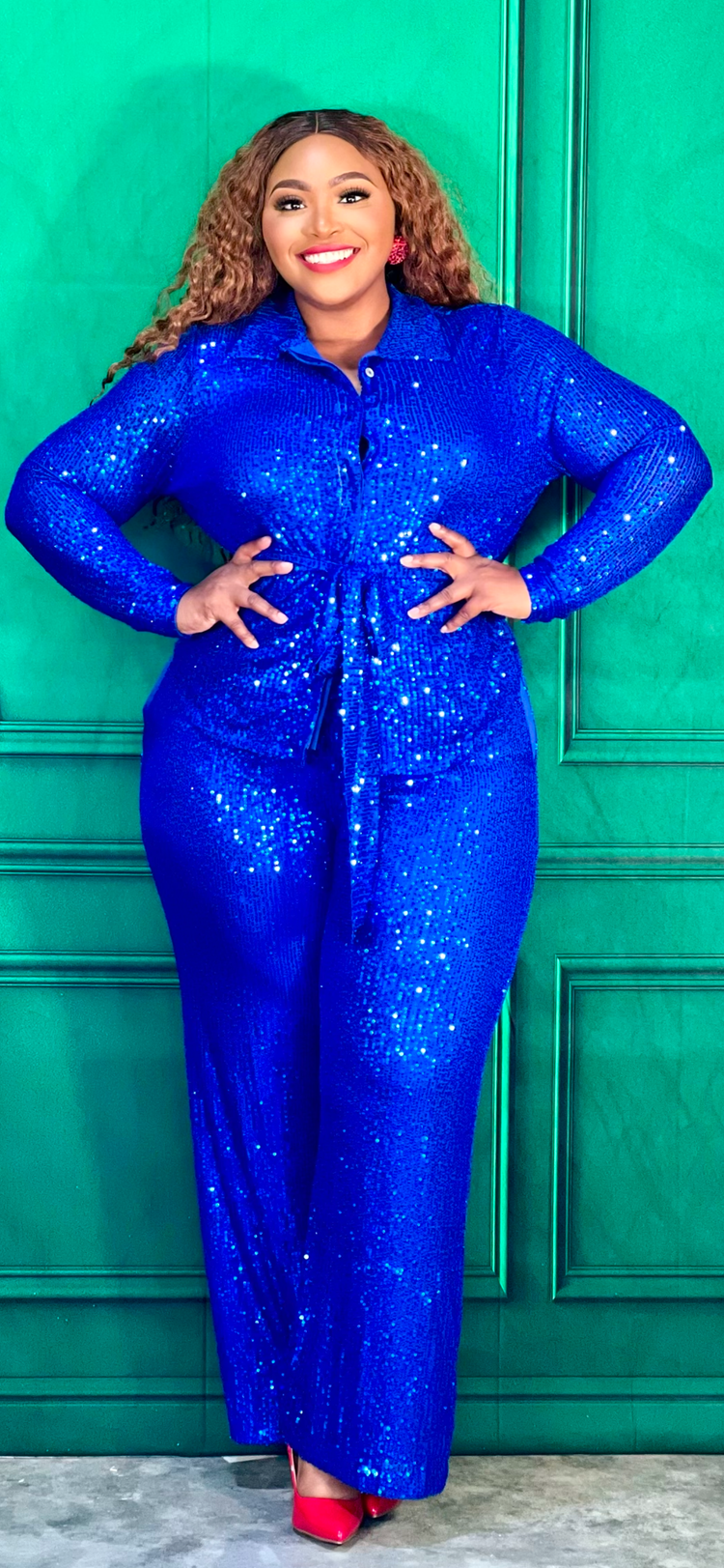 Royal Blue Sequin Set Plus