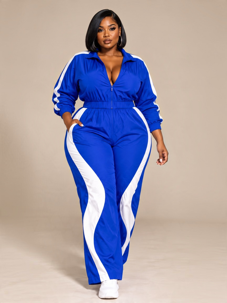 Royal Blue Parachute Track Suit Plus