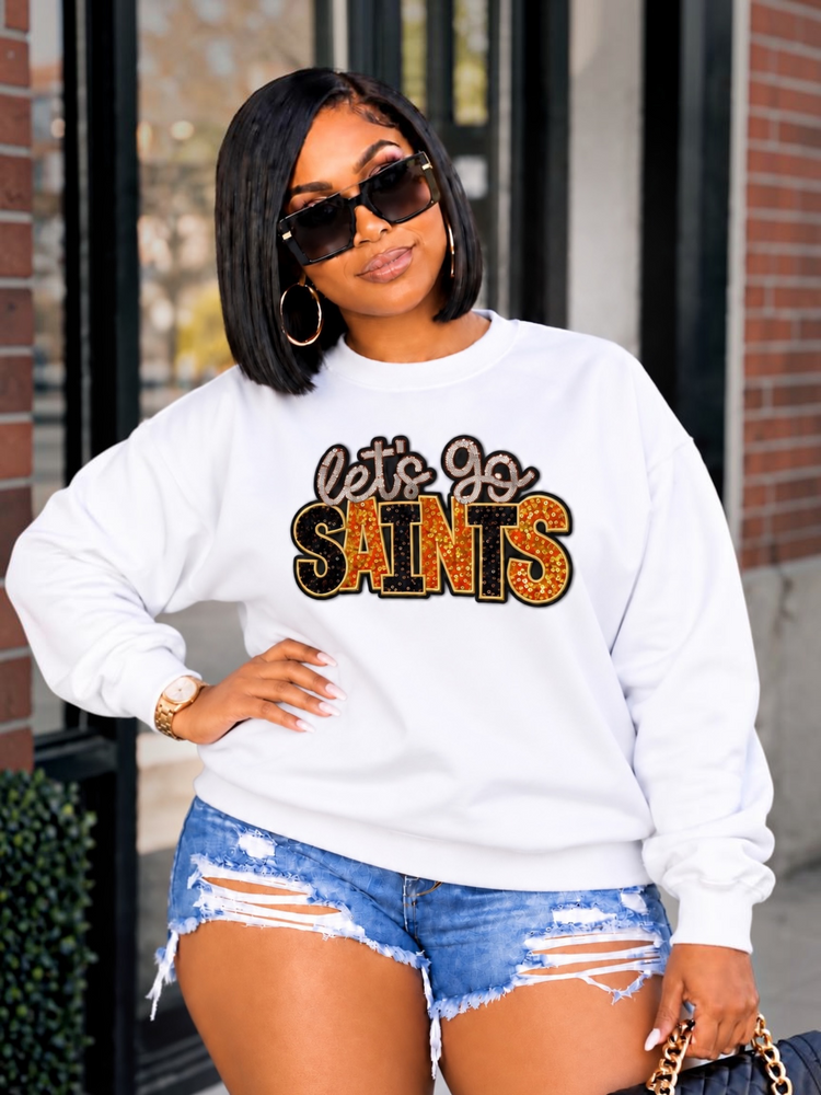 Let’s Go Saints Patch Sweatshirt-White (Preorder Fri 10/9)