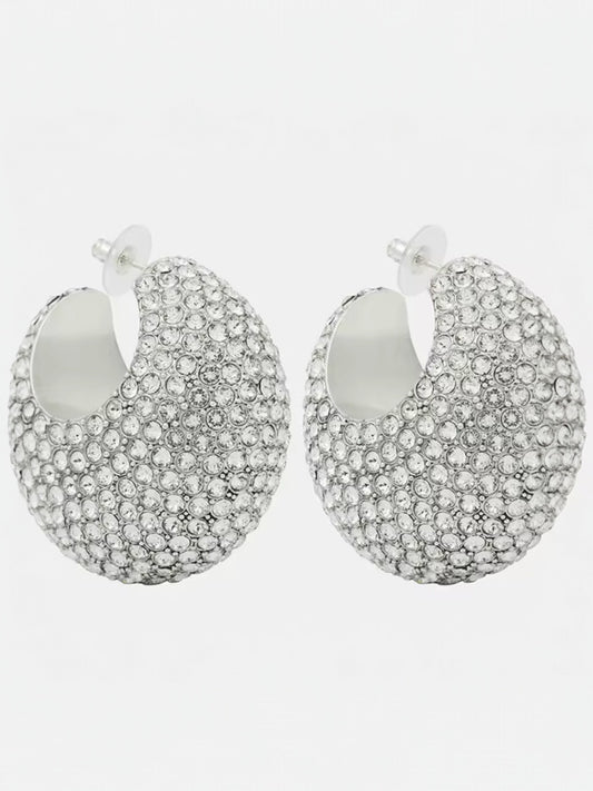 Wide Stone Hoop Earrings