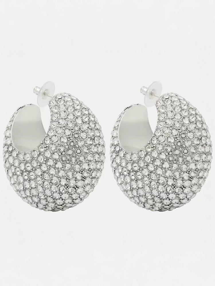 Wide Stone Hoop Earrings