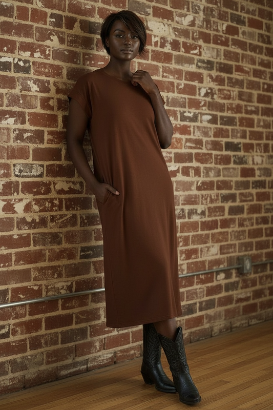 Les Comfy Dress Plus-Brown