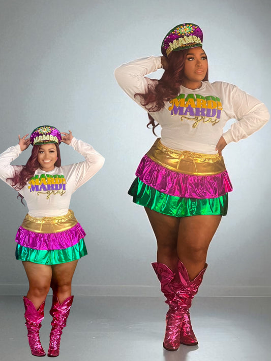 Mardi Gras Foil Skirt Plus