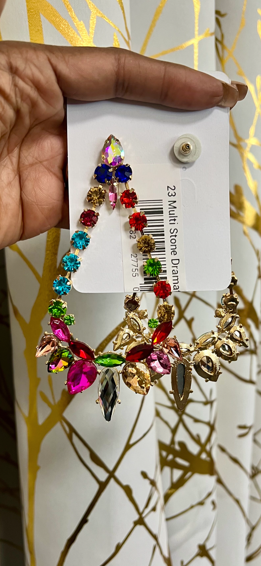 Multi Stone Dramatic Earrings Alc