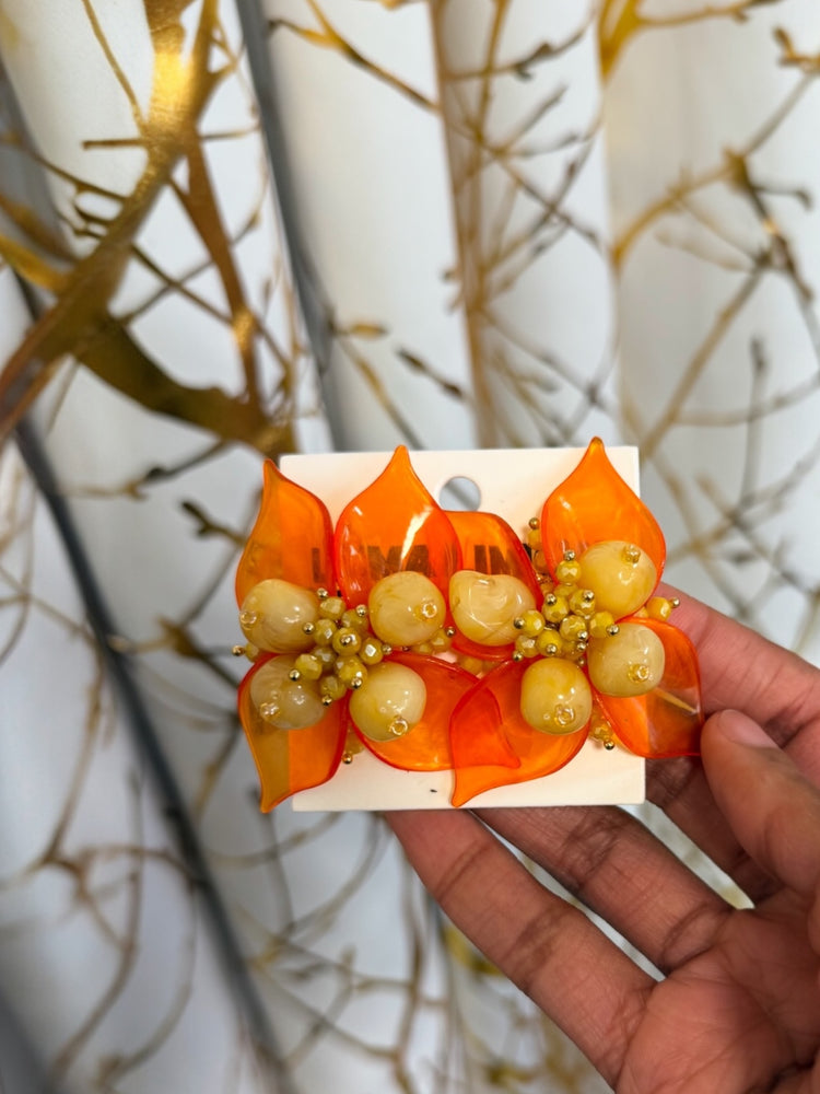 Dainty Flower (Orange) Earrings Alc
