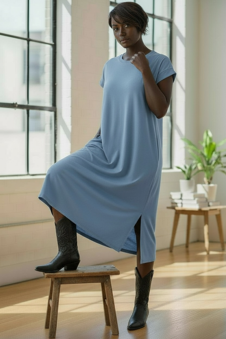Les Comfy Dress Plus-Light Blue