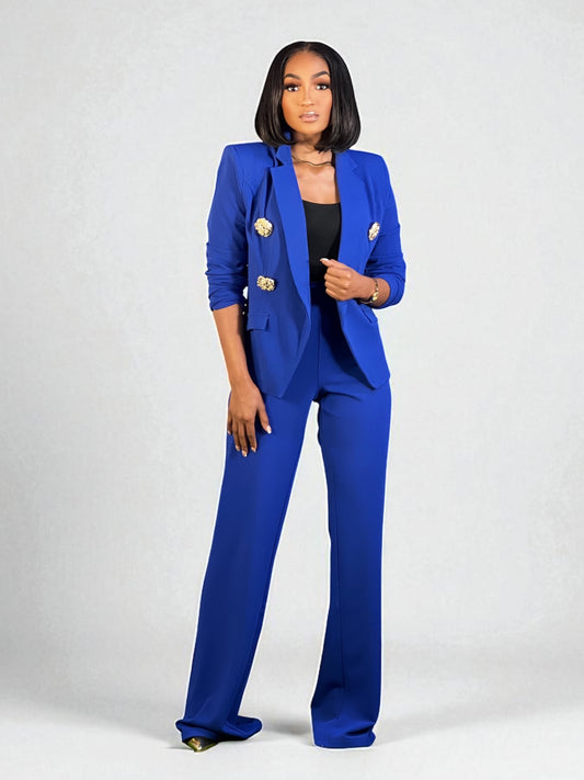 Owning It Business Suit Set-Royal Blue