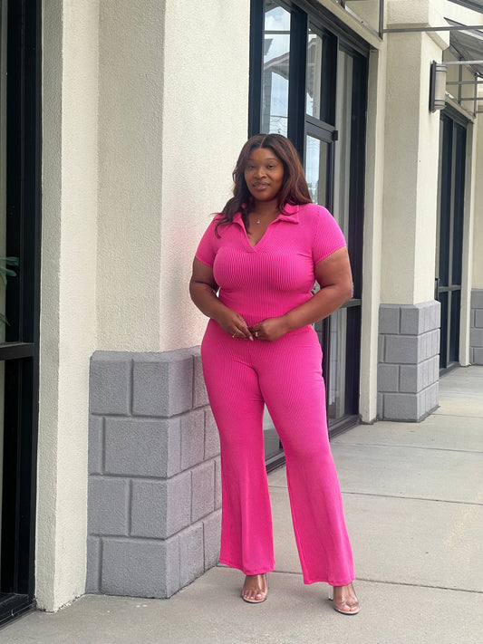 Our Ribbed Set Plus (Hot Pink)
