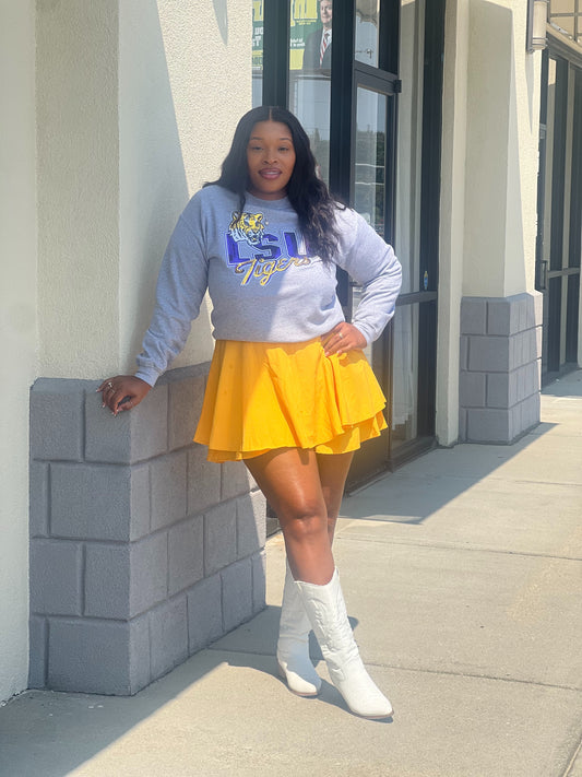 LSU Sequin Patch Sweatshirt-Grey