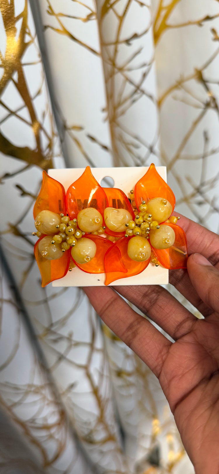 Dainty Flower (Orange) Earrings Alc