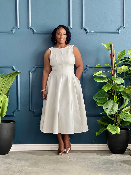 Sophisticated Look Dress-White
