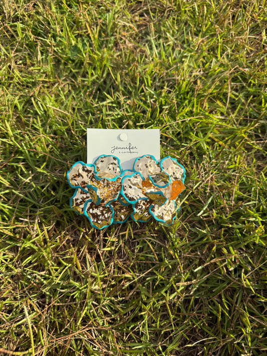 Petal Paradise Earrings Alc (Teal/Gold)