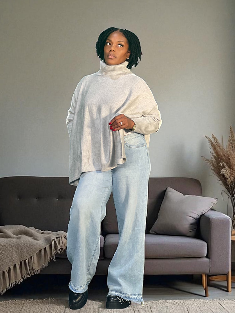 Poncho Top-Grey