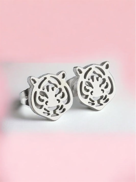Small Tiger Earrings Silver