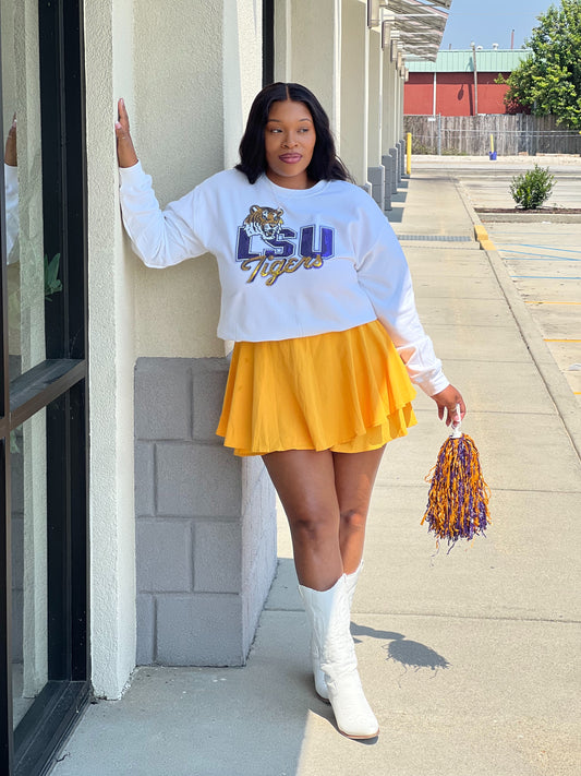 LSU Sequin Patch Sweatshirt-White