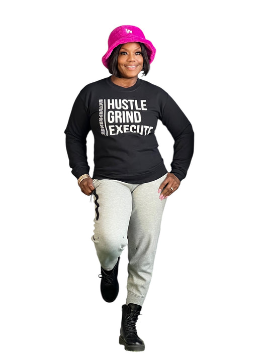 Black Hustle Grind Execute Entrepreneur Sweatshirt (Online only)