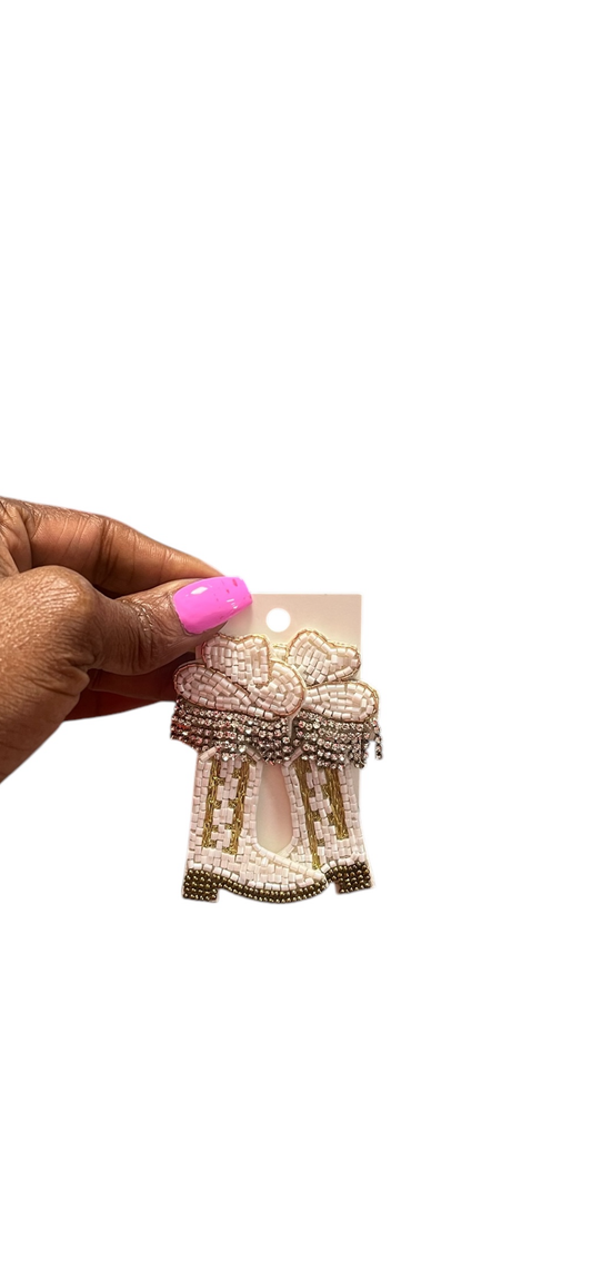 White Show Boots Earrings Alc