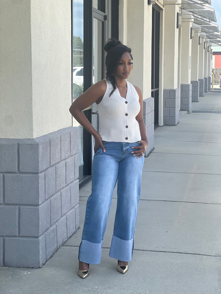 New Sweater Vest Top-Ivory