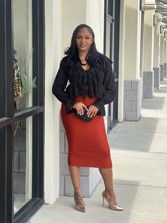Brown Midi Bandage Skirt