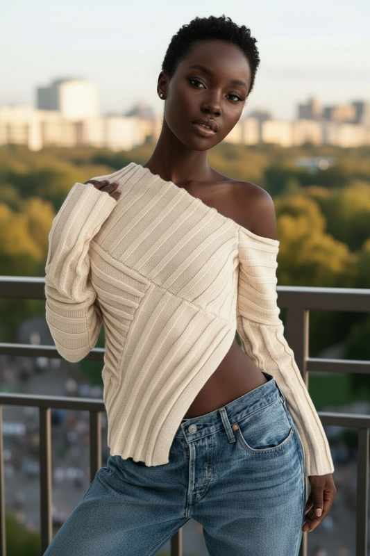 Asymmetrical Knit Sweater Top
