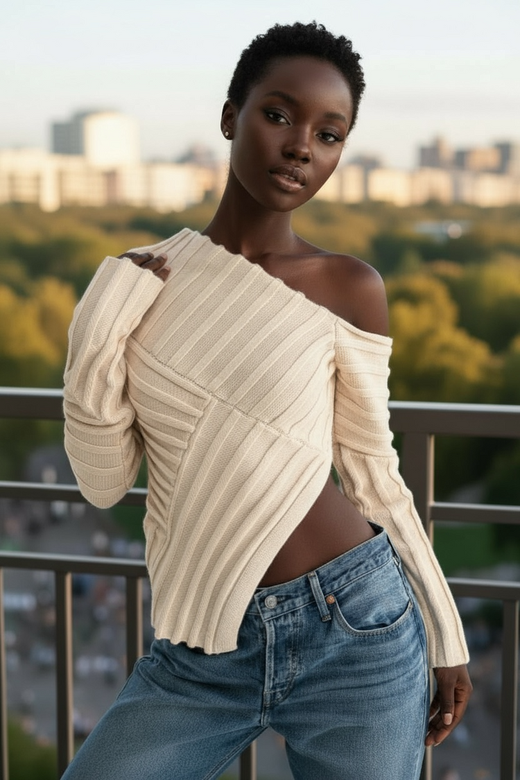 Asymmetrical Knit Sweater Top