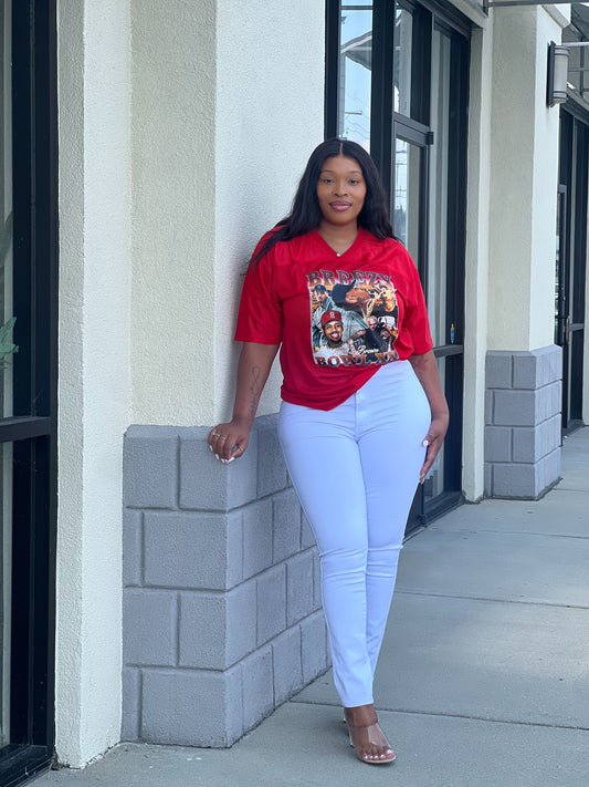Breezy Bowl Jersey Top-Red