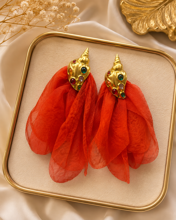 Coral Drapes Earrings Alc