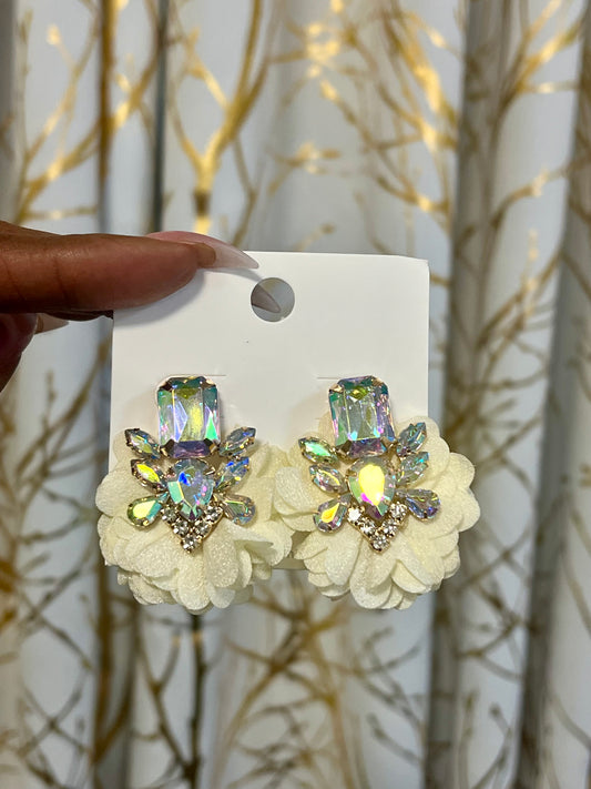 Ivory Petal and Stone Earrings