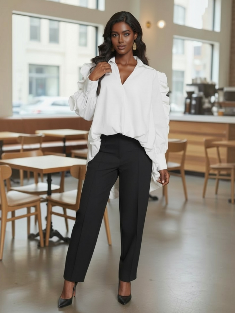 Ruffled Statement Blouse (White)