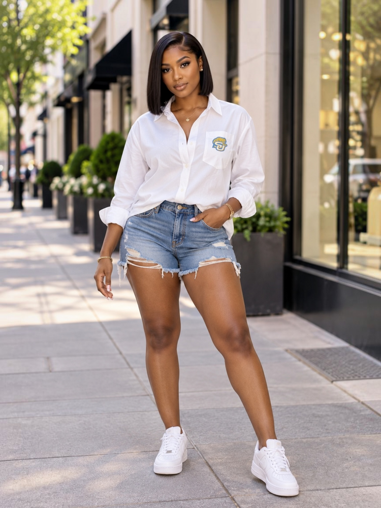 White SU Button Down Shirt