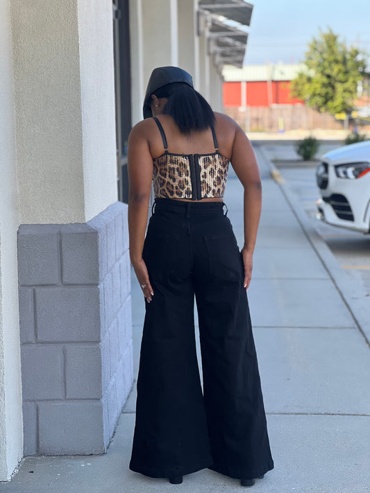 Black Wide Leg Denim Jeans