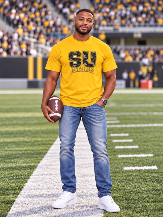 Camouflage SU Jaguars Tee Shirt-Gold