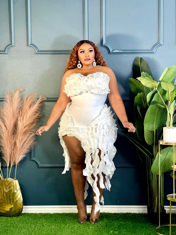 Beautiful Vine Party Dress Plus-White