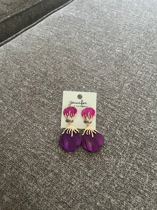 Elegant Shee Earrings-Pink Purple