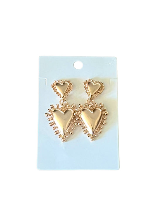 Simply Love Valentine Collection-Gold Double Heart Earrings