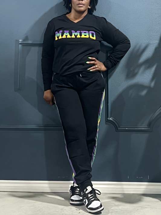 New Mardi Gras Jogger Pants Reg/Plus-Black