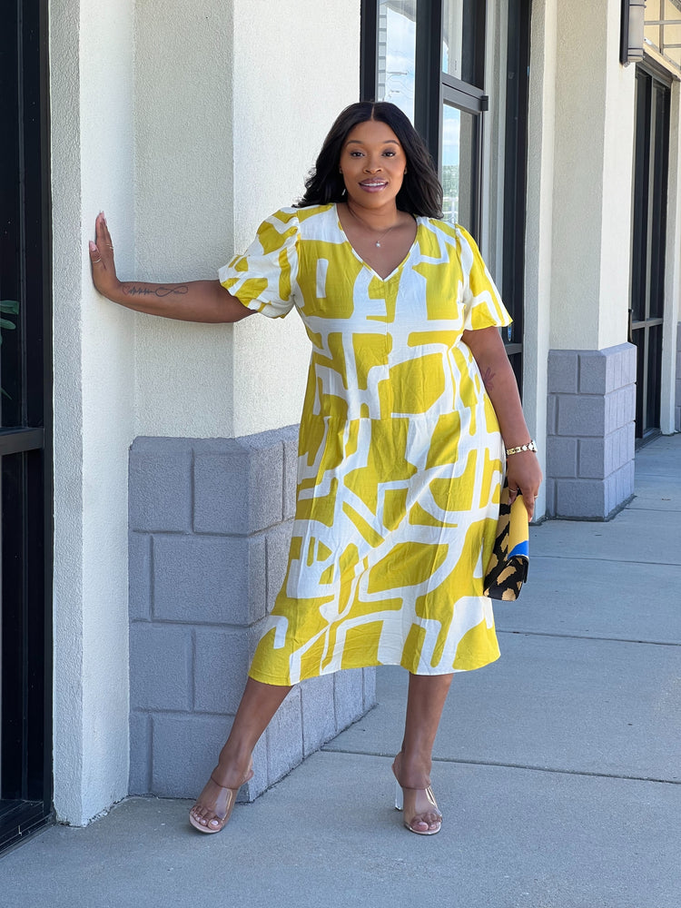 Chartreuse Spring Swing Dress Plus