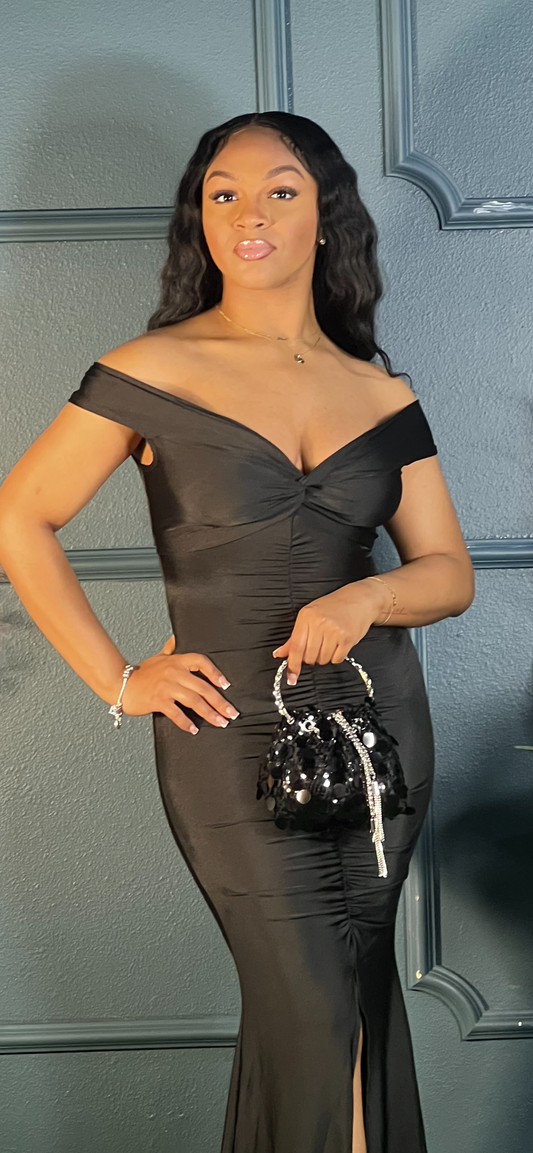New Elegant Sequin Handbag-Black
