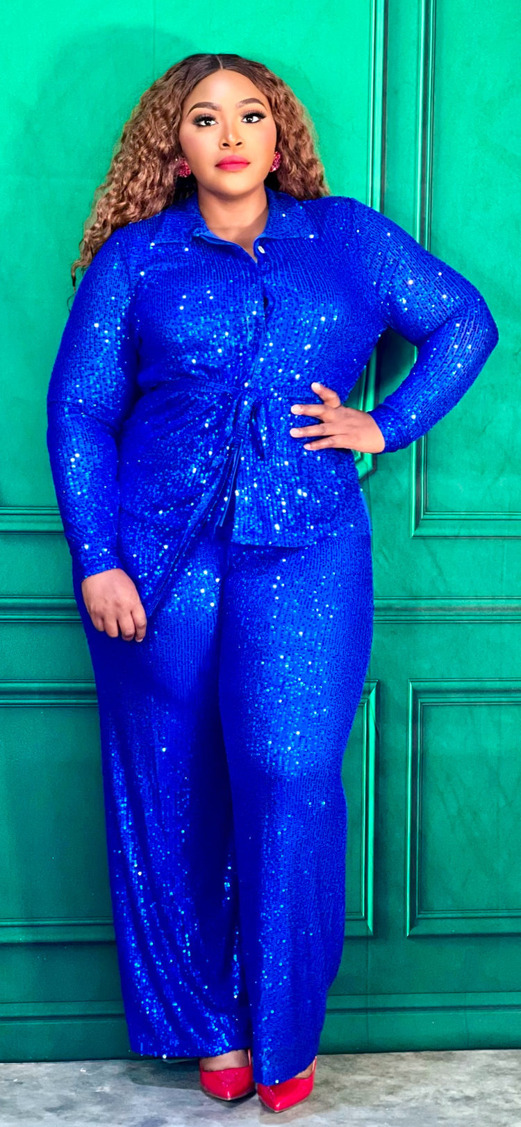 Royal Blue Sequin Set Plus