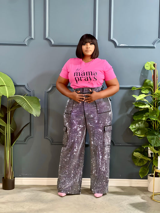 This Mama Prays Tee Shirt-Pink