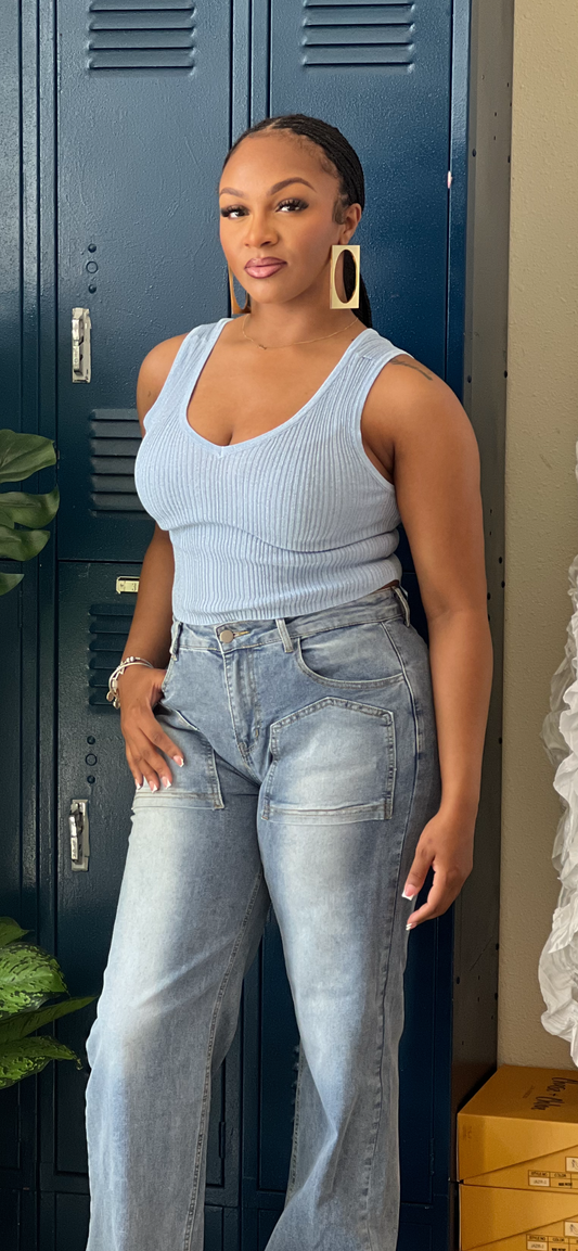 Dainty Tank Top-Blue