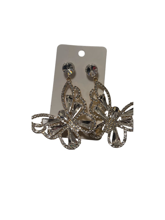 Gold/Clear Stone Butterfly Earrings Alc