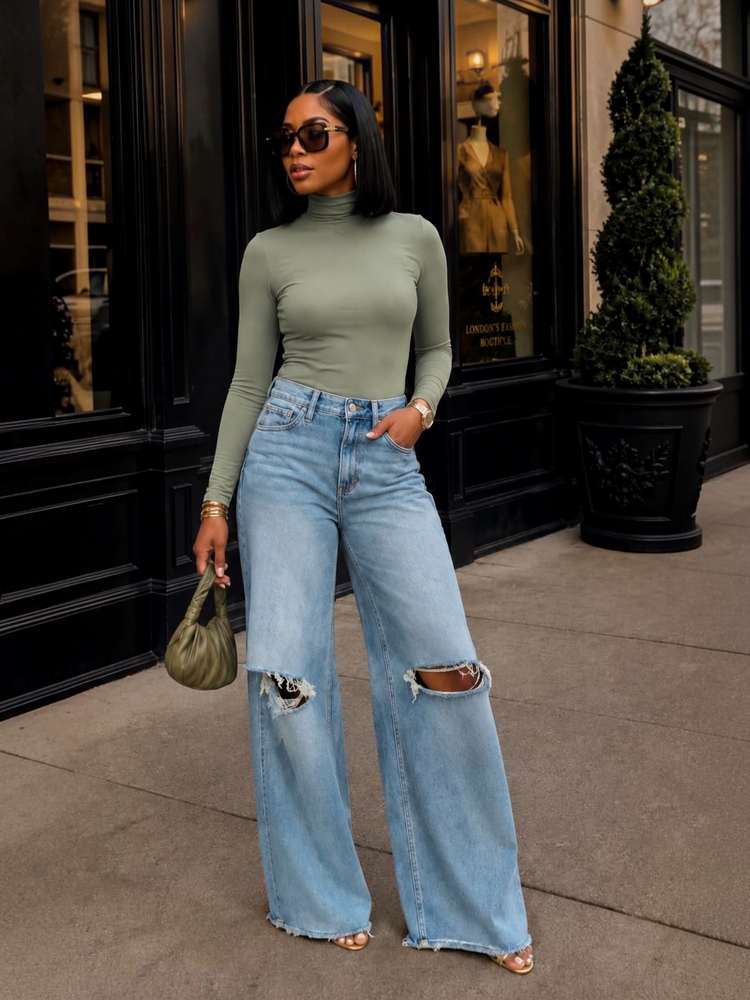 Sage Soft Turtleneck Top
