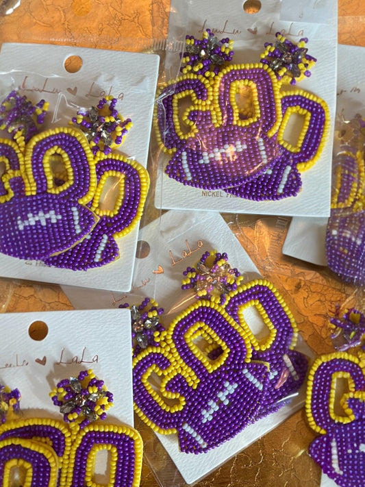 Go Game Day Earrings-Purple/Gld