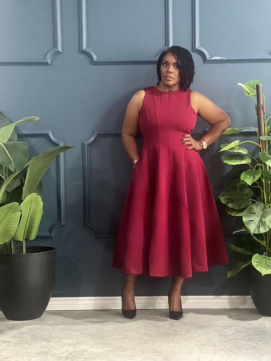 Sophisticated Look Dress-Burgundy
