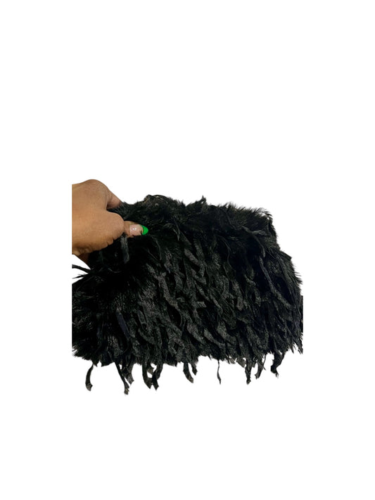 Fuzzy Black  Clutch Handbag (Medium)