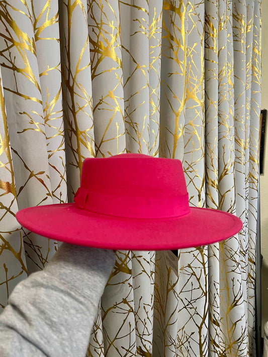Hot Pink Flat T Fedora Hat